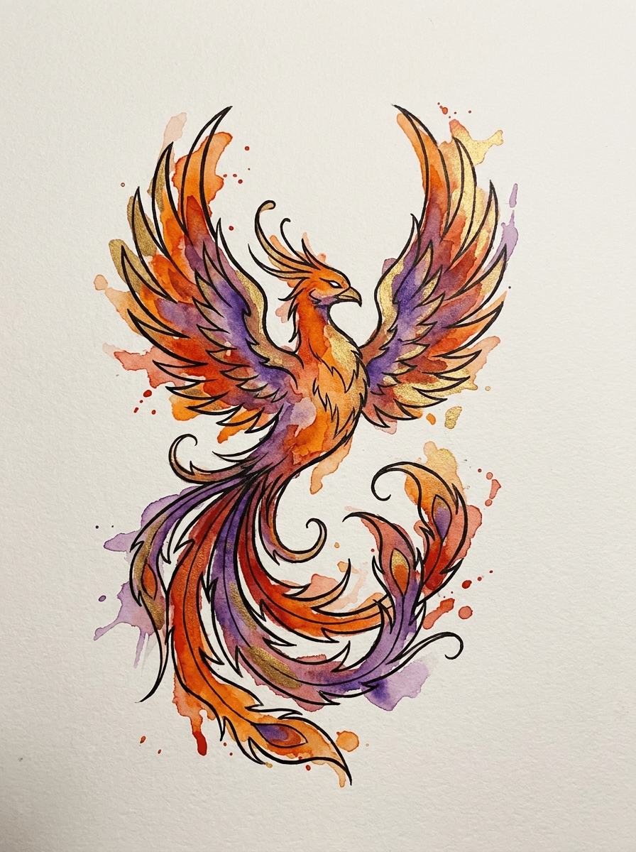 Watercolour — full colour tattoo generated with InkOnce