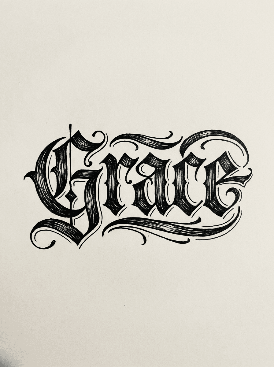 Gothic & Blackletter tattoo design example