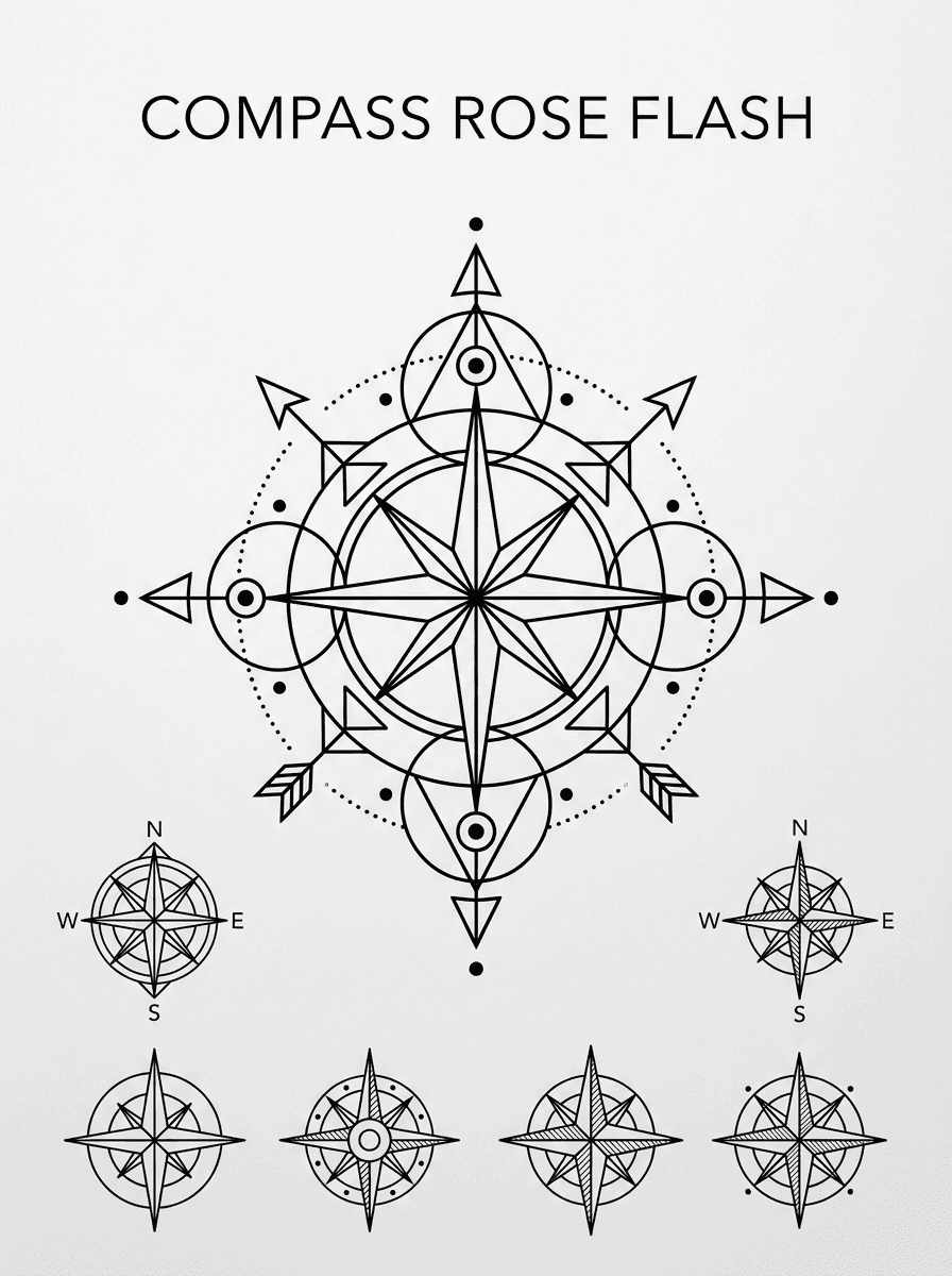 Compass tattoo design